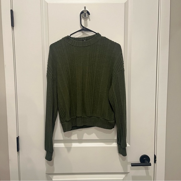 SHEIN Sweaters - SHEIN Dark Green Ribbed Sweater